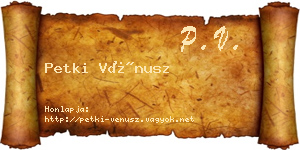 Petki Vénusz névjegykártya